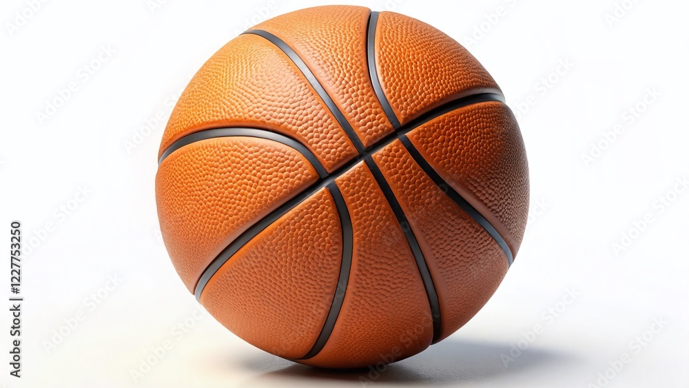 Fototapeta premium Close-up of a Classic Orange and Black Basketball on White Background - High-Resolution Stock Photo