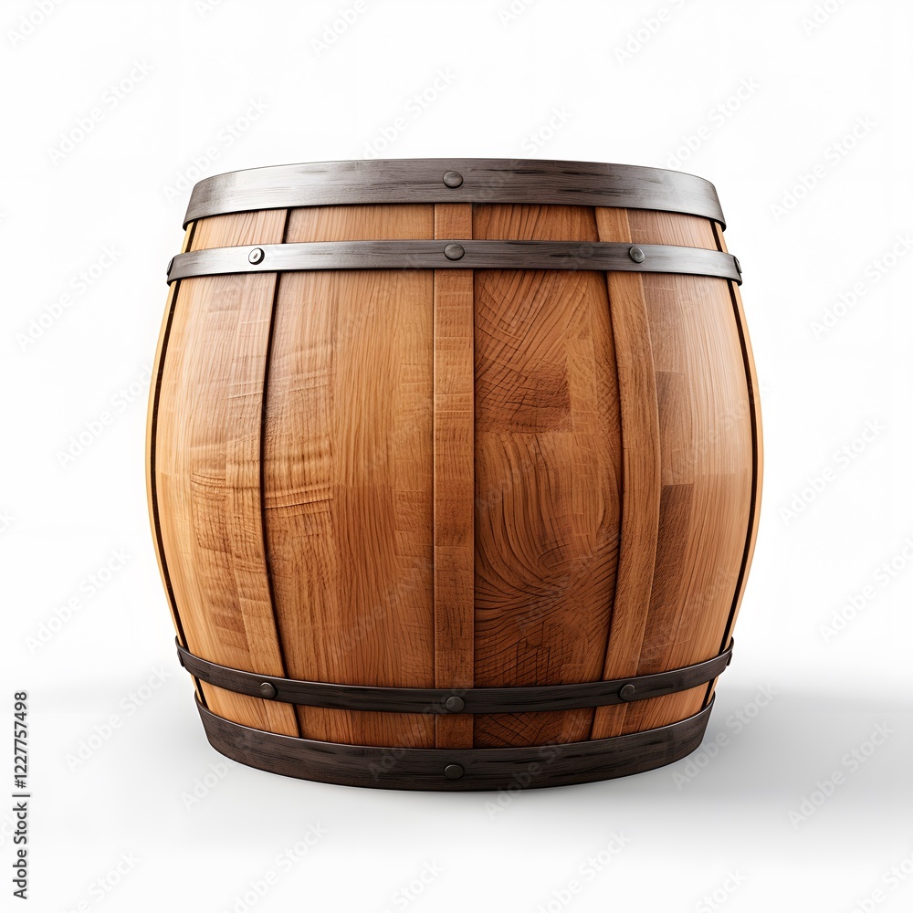 Fototapeta premium Wooden Barrel On White Background