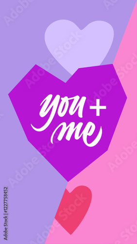 Adorable you and me hand drawn for Valentines Day