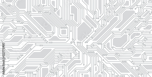 Seamless motherboard circuit lines on white background.
