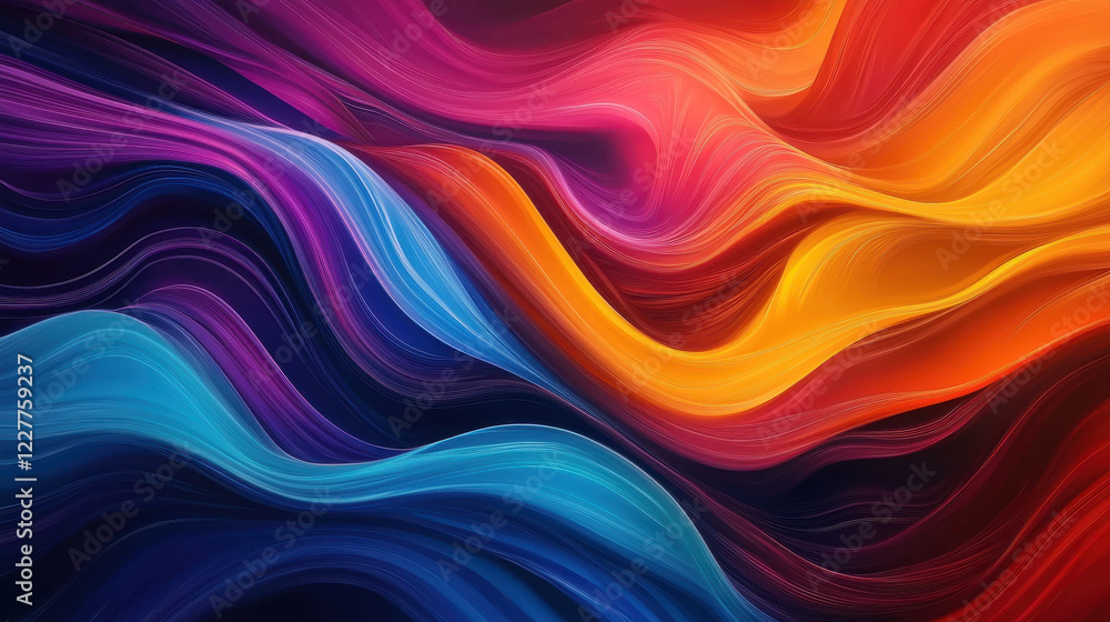 Vivid colors and fluid motion create abstract wave pattern, evoking energy and movement Vivid colors and fluid motion create abstract wave pattern, evoking energy and movement