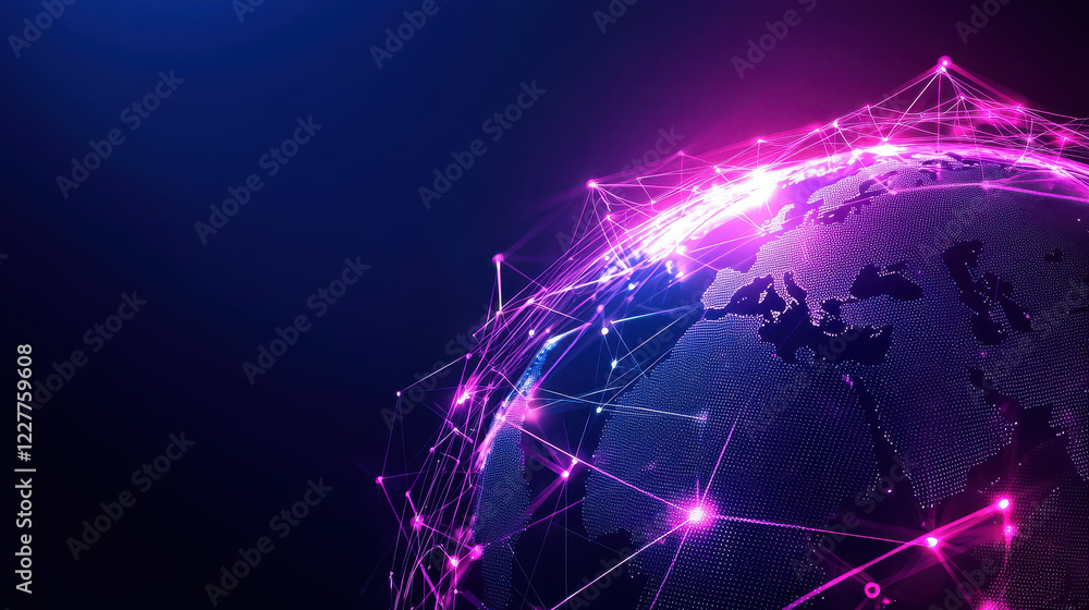 vibrant abstract representation of global network with interconnected nodes vibrant abstract representation of global network with interconnected nodes
