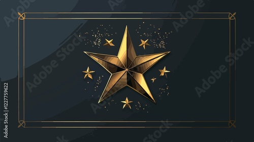 Golden Star Decoration Flat Vector Illustration photo