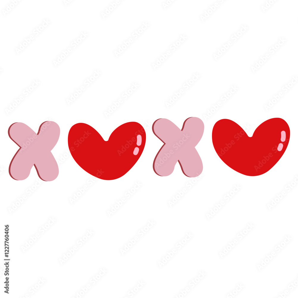 Xoxo Text with Heart For Valentine's Day Celebration Illustration Xoxo Text with Heart For Valentine's Day Celebration Illustration