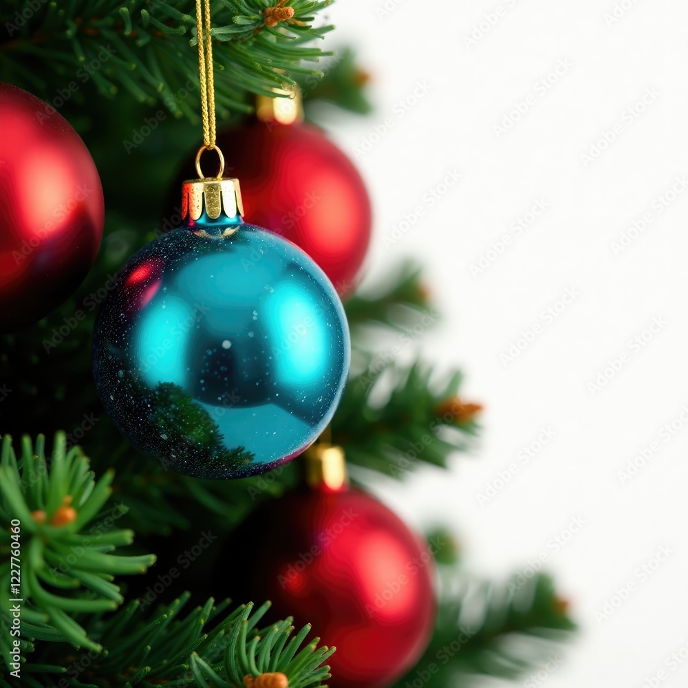Fototapeta premium Sparkling glass baubles adorn a festive Christmas tree, isolated, sphere