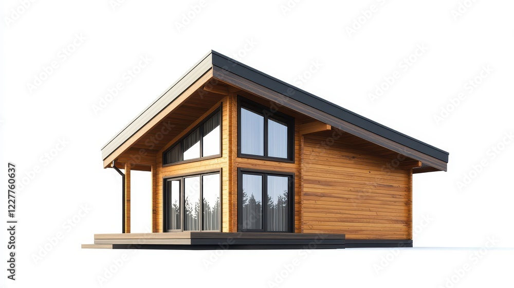 Modern Wooden House with Large Windows and Deck Modern Wooden House with Large Windows and Deck