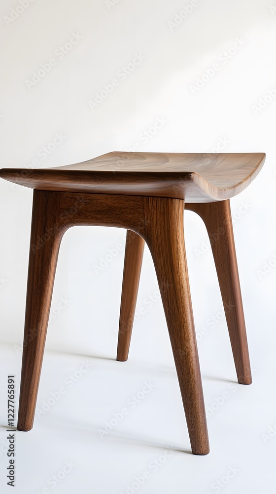 Fototapeta premium 74. A modern wooden dining bench with a smooth, comfortable seat, displayed on a white backdrop