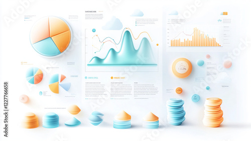 Minimalist infographic with colorful data visualizations photo