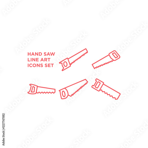 Hand saw icons set. Saw vector working tool construction and manufacturing equipment design illustration.