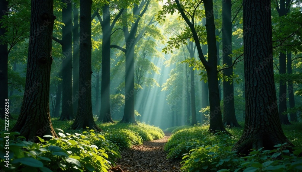 Obraz premium Dense forest with tall trees, landscape, nature, trees