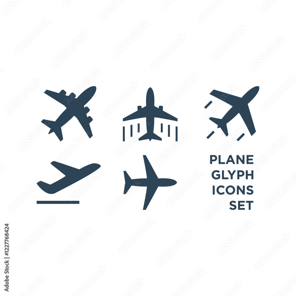 Plane icons set vector isolated illustration