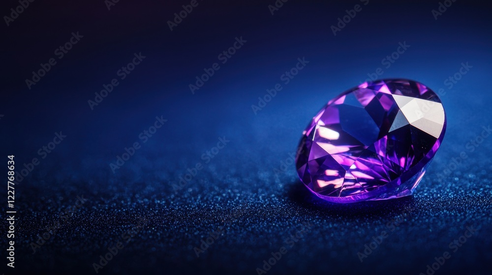 Close-up of a sparkling purple gemstone on a dark background Close-up of a sparkling purple gemstone on a dark background