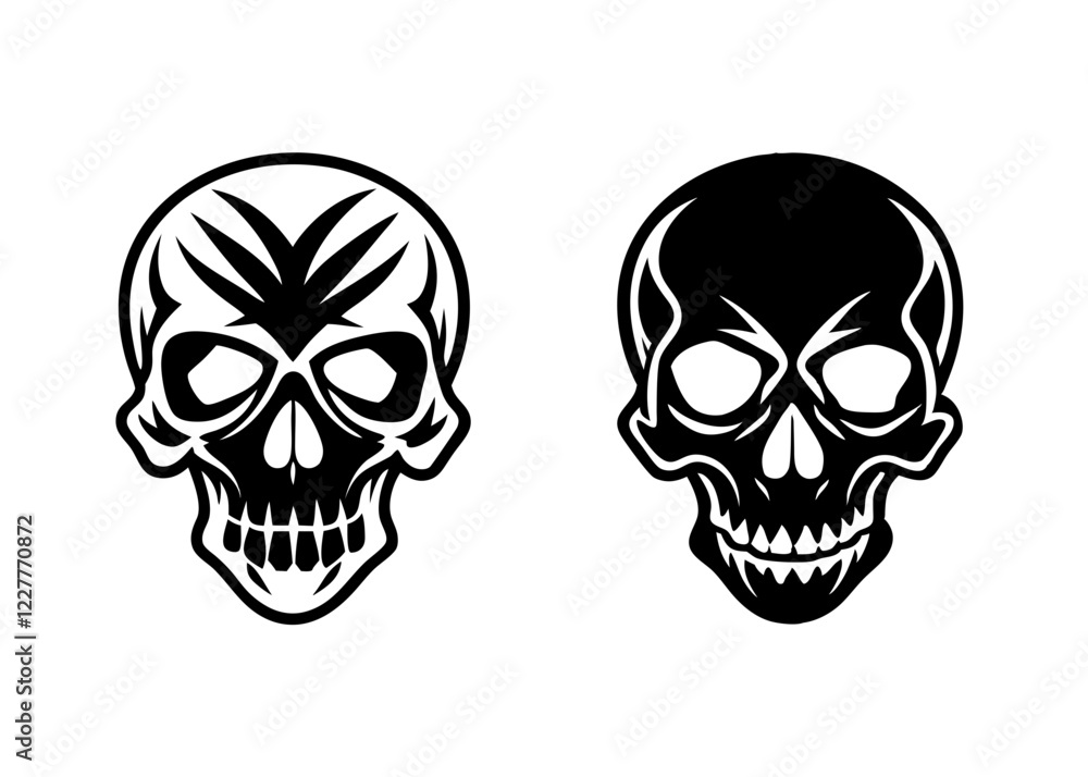 Skull Icons Black and White Minimalist Design Vector Graphics Skull Icons Black and White Minimalist Design Vector Graphics