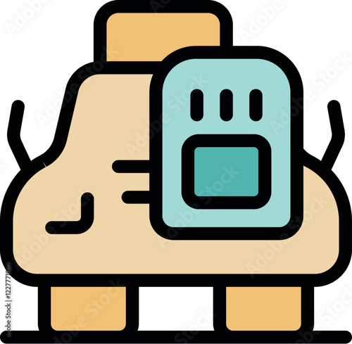 Self driving delivery robot carrying a package with a paw print, representing pet supplies or related services