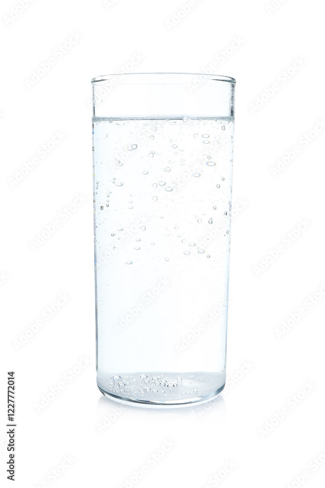 Glass of refreshing soda water isolated on white Glass of refreshing soda water isolated on white