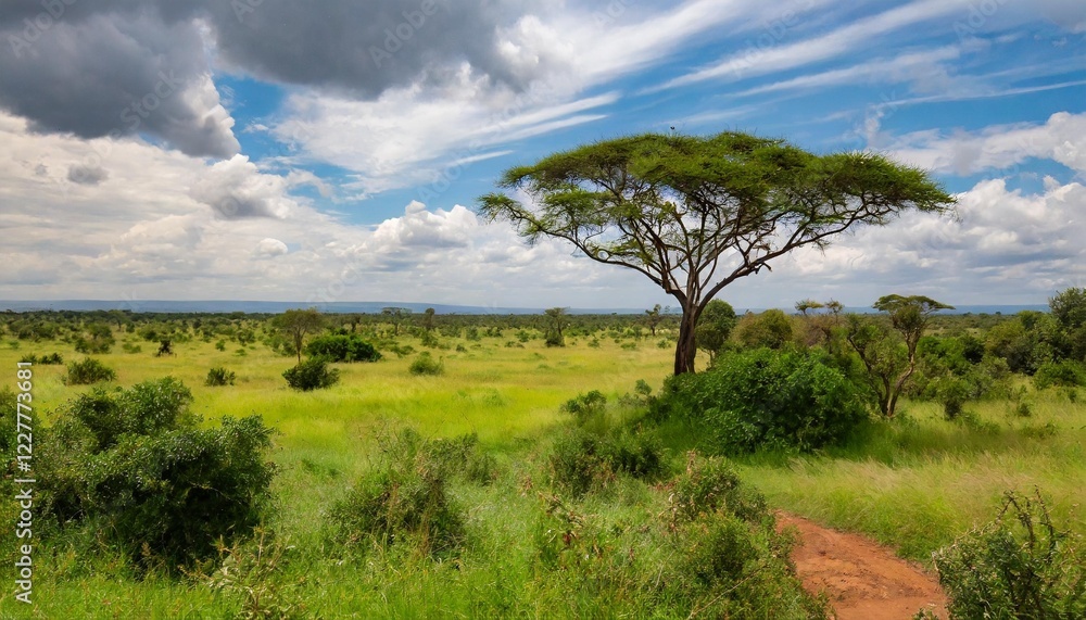 Obraz premium landscape with trees and clouds