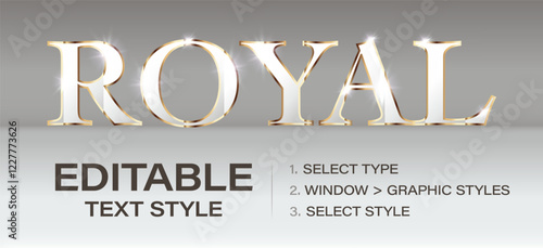 Royal editable text effect, golden premium graphic style template. Customizable elite typographic style. Vector illustration