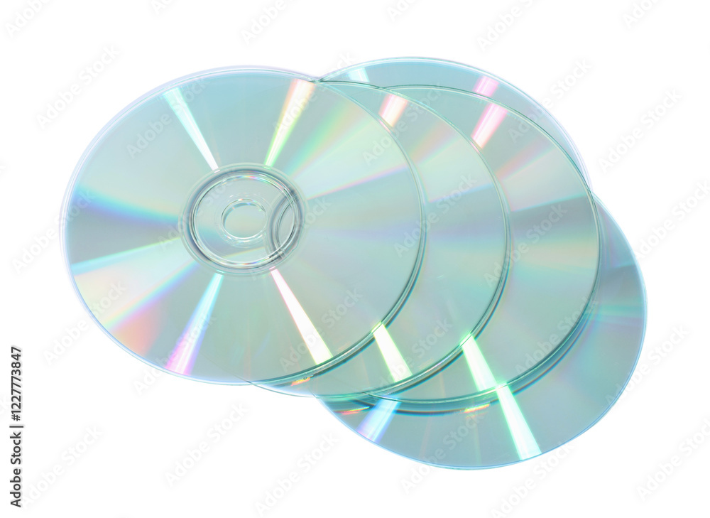 Many shiny compact discs isolated on white Many shiny compact discs isolated on white