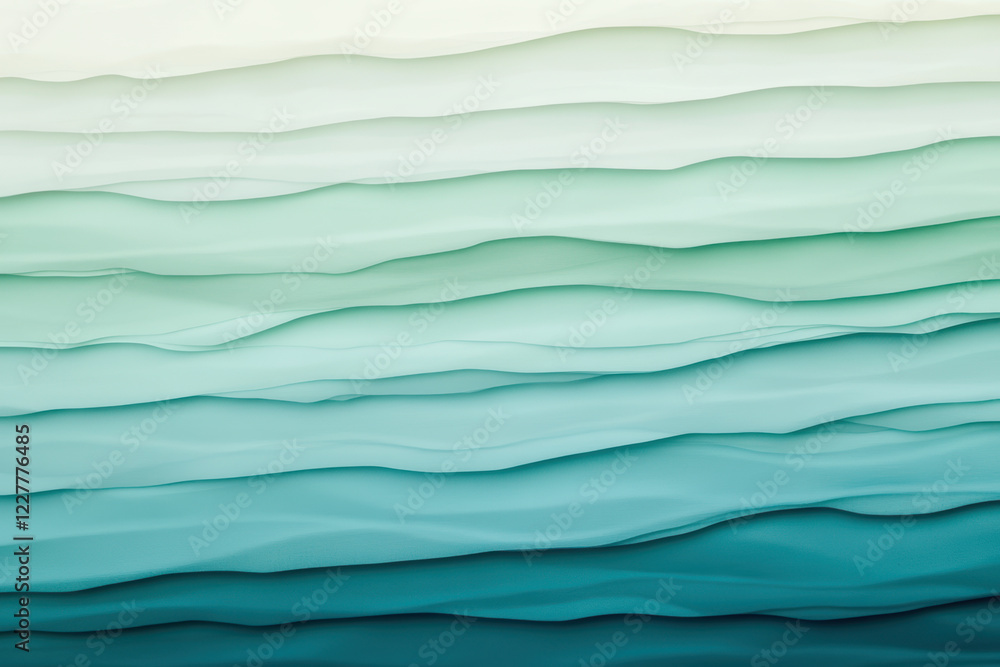 Abstract layers of serene blue and green shades resembling ocean waves Abstract layers of serene blue and green shades resembling ocean waves