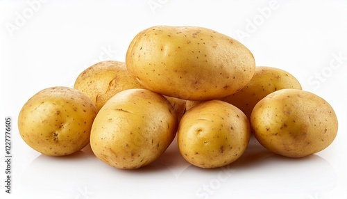 fresh raw organic potatoes isolated on white background