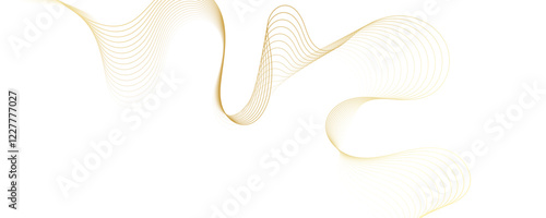 Abstract golden linear background. Flowing particles future technology concept abstract gradient and gold wave curve lines banner. photo