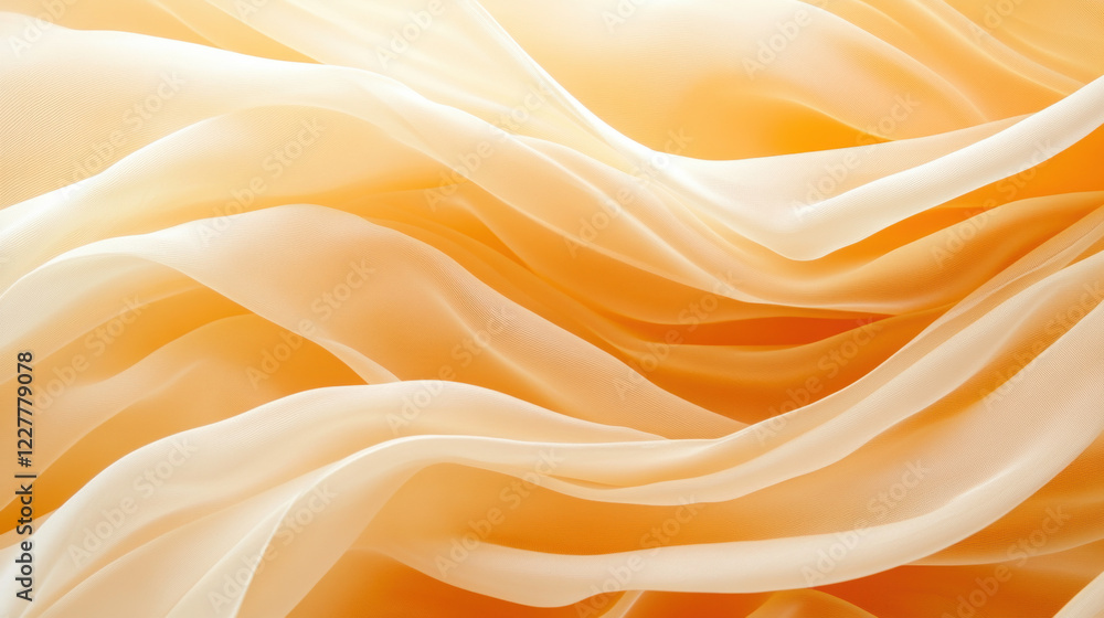 Obraz premium Flowing abstract orange waves of silk in soft light