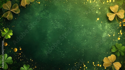 St. Patrick's Day Background with Green and Gold Elements