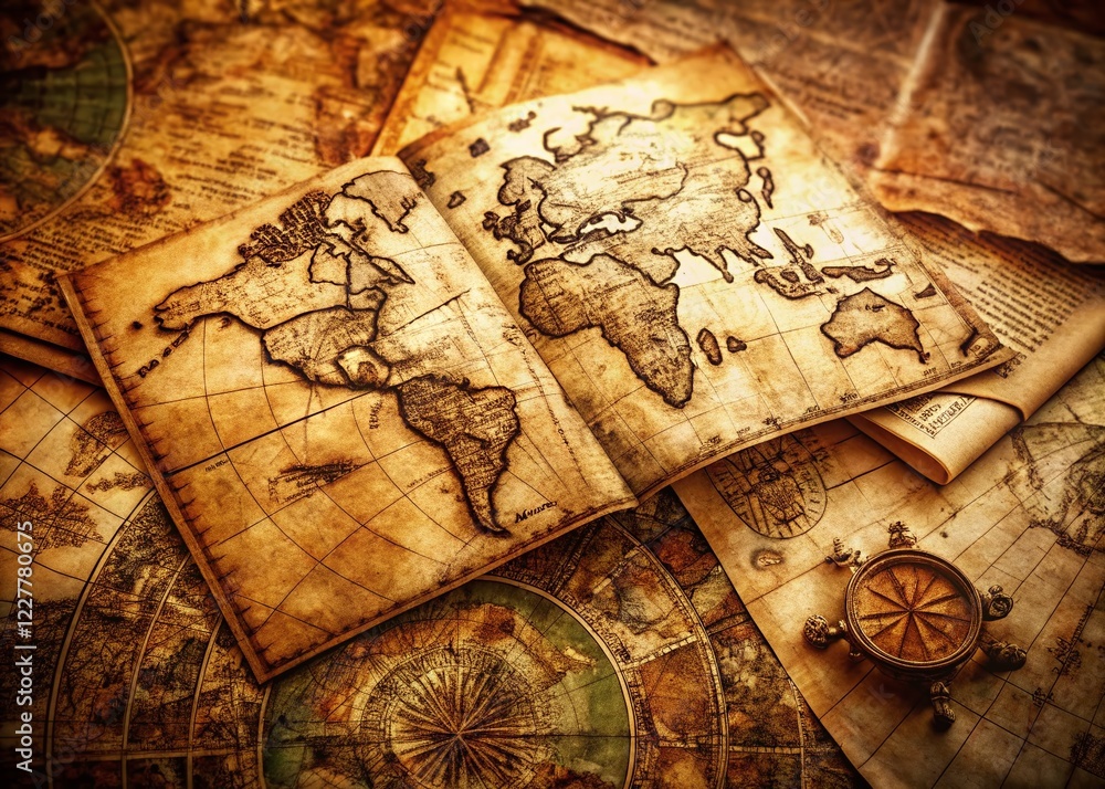 Fototapeta premium Columbus Day Commemoration: Historic Documents & Artifacts Background