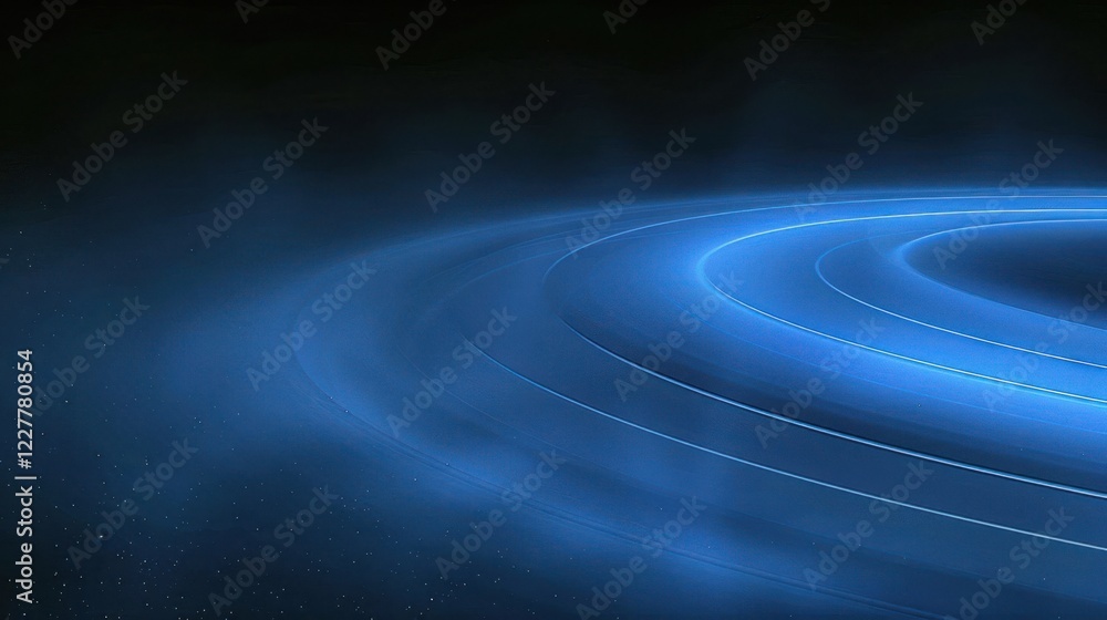 Fototapeta premium Abstract cosmic background featuring blue rings and misty atmosphere in space