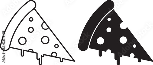 outline silhouette Pizza Slice Icon set