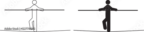 outline silhouette Tightrope walking icon set