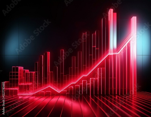 Wallpaper Mural neon crimson graph against a black background highlighting successful business growth Torontodigital.ca