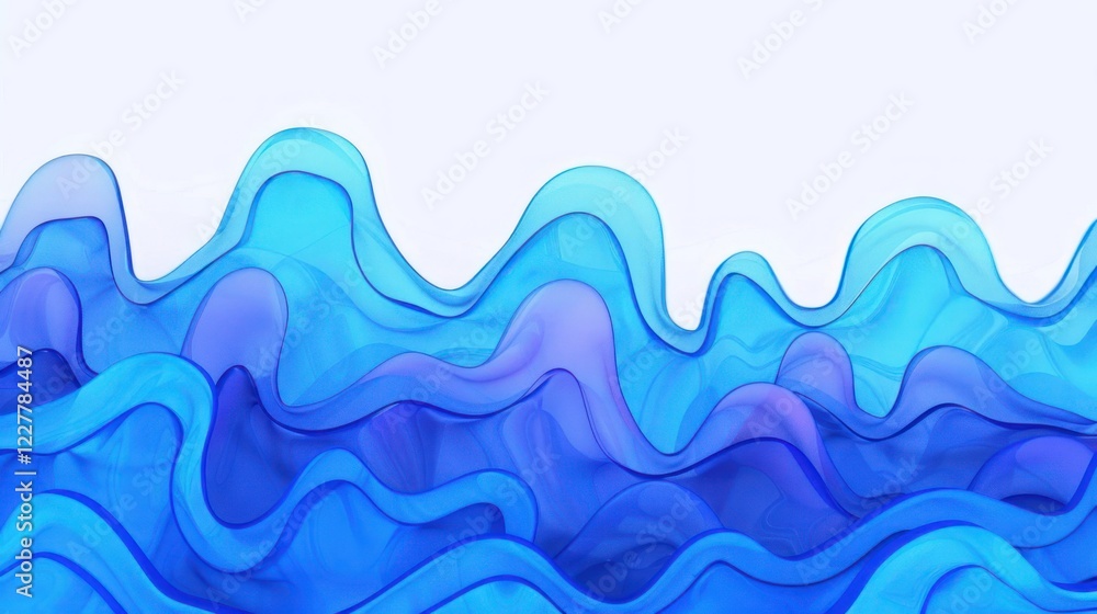 Fototapeta premium Abstract blue wave patterns with smooth curves and gradients, creating a serene background effect