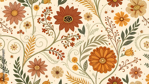 Wallpaper Mural seamless pattern with flowers Torontodigital.ca