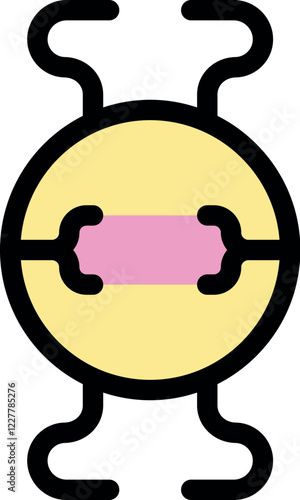 Resistor with two terminals and pink stripe indicating resistance value, essential for regulating current flow in electronic circuits