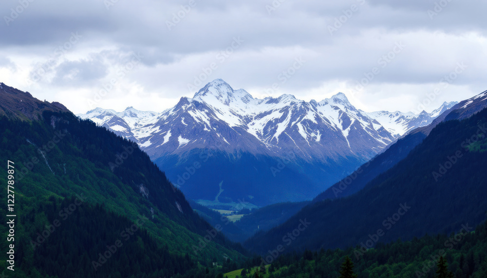 Majestic Snow-Capped Alps: A Serene Mountain Panorama Majestic Snow-Capped Alps: A Serene Mountain Panorama