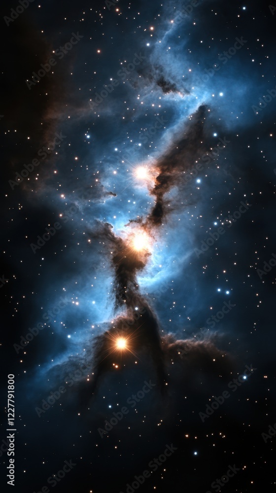 Fototapeta premium Stunning Cosmic Nebula with Bright Stars and Deep Space Colors