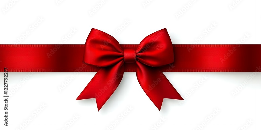 Elegant Red Satin Ribbon Bow and Banner Perfect for Gift Wrapping Holiday Design and Festive Elegant Red Satin Ribbon Bow and Banner Perfect for Gift Wrapping Holiday Design and Festive