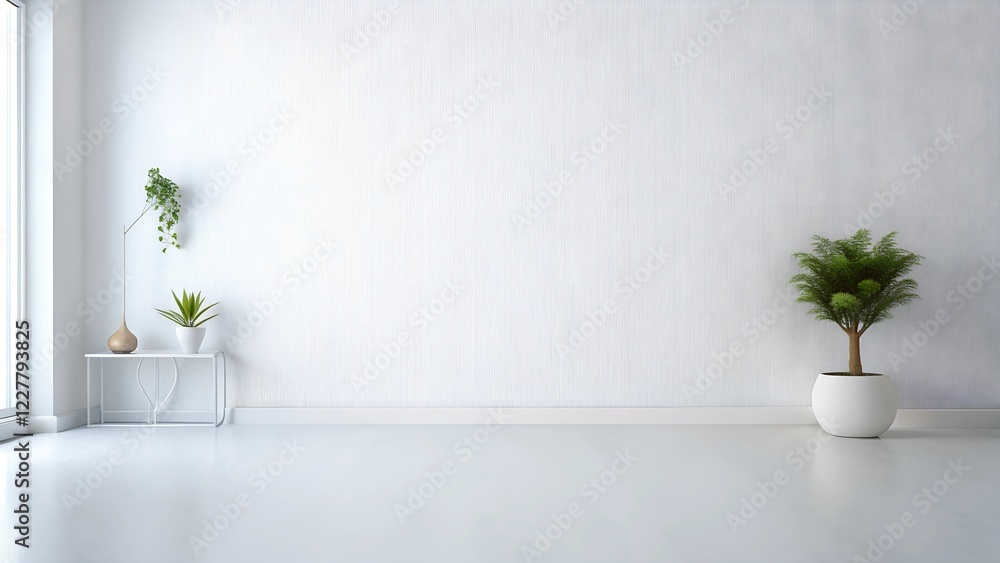 Minimalist White Room Interior Design with Plants and Natural Light Minimalist White Room Interior Design with Plants and Natural Light