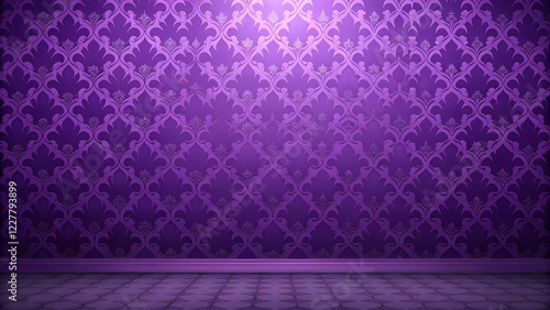 Purple Damask Wallpaper Room Interior Design Background Texture