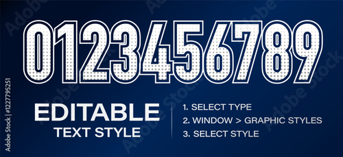 Editable text effect, graphic style template. Customizable tweaking contour style for sport collage team. Vector illustration.