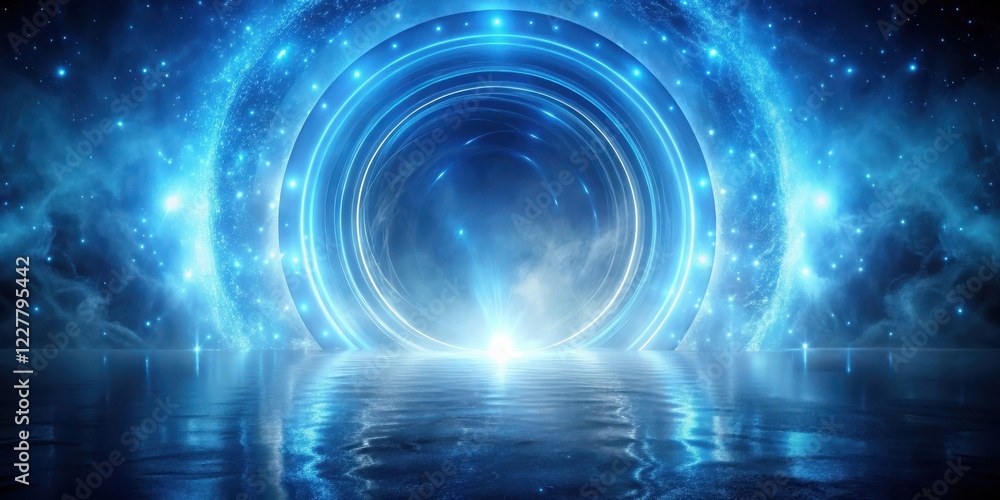 Mysterious portal with swirling lights in a mesmerizing blue haze, otherworldly glow, ethereal blue background Mysterious portal with swirling lights in a mesmerizing blue haze, otherworldly glow, ethereal blue background