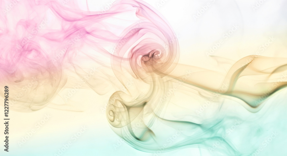 Fototapeta premium Colorful Abstract Smoke Swirls Against Soft Pastel Background