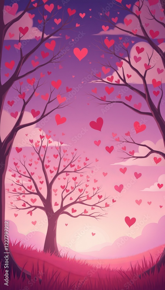Fototapeta premium Enchanted Heart Tree at Sunset