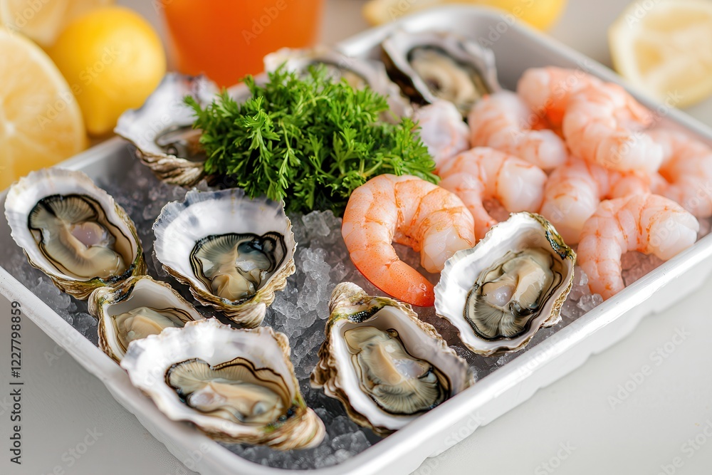 Oysters and shellfish shine at seafood festivals. Fresh seafood platter featuring oysters and shrimp over ice. Oysters and shellfish shine at seafood festivals. Fresh seafood platter featuring oysters and shrimp over ice.