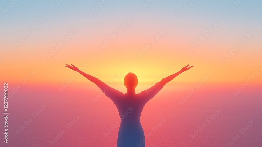 Harmony Within, a woman's silhouette stretches towards a vibrant sunrise, embodying alignment and inner strength amid a serene landscape, evoking hope and empowerment. Harmony Within, a woman's silhouette stretches towards a vibrant sunrise, embodying alignment and inner strength amid a serene landscape, evoking hope and empowerment.