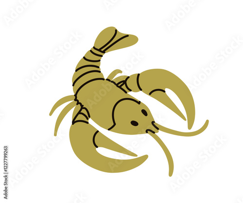 Lobster with claws. Marine crawfish, crayfish with pincers. Cancer zodiac sig...