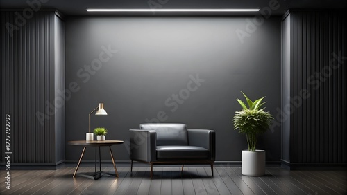 Modern Dark Room Interior Design Minimalist Black Leather Chair
