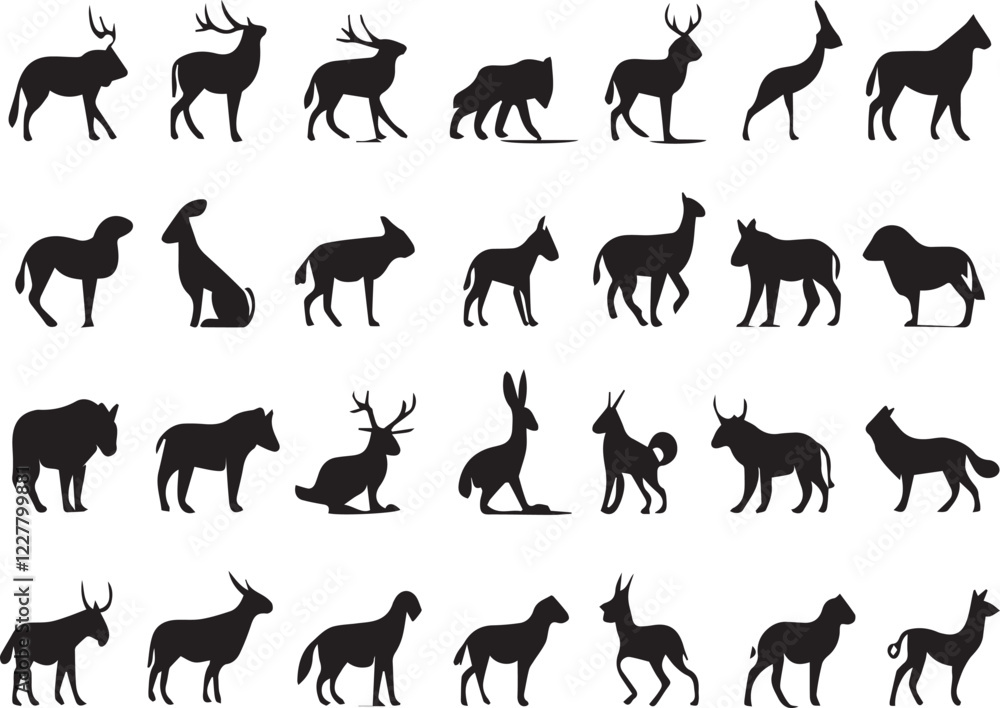 Obraz premium Animals silhouette icons set 