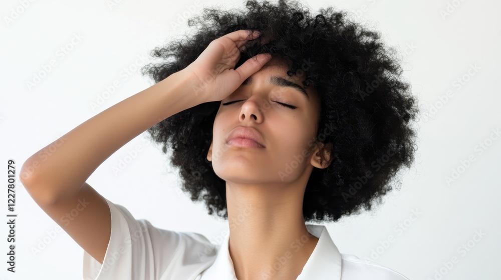 Young Woman with Curly Hair Expressing Emotion Young Woman with Curly Hair Expressing Emotion